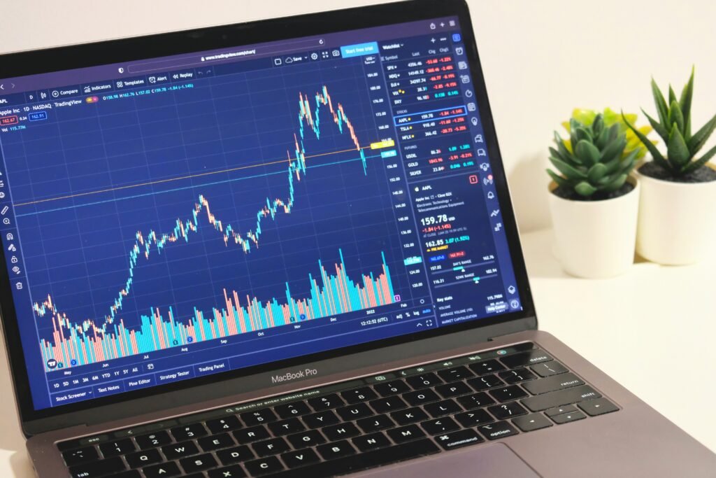 The image show Technical Analysis chart with running position on it in MacBook Pro